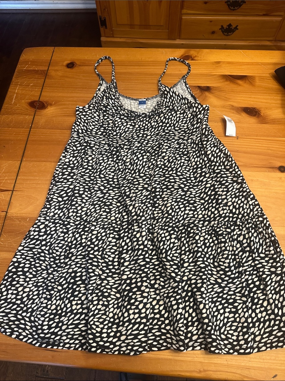 Old Navy Black and White Spotted Sleeveless Sundress
